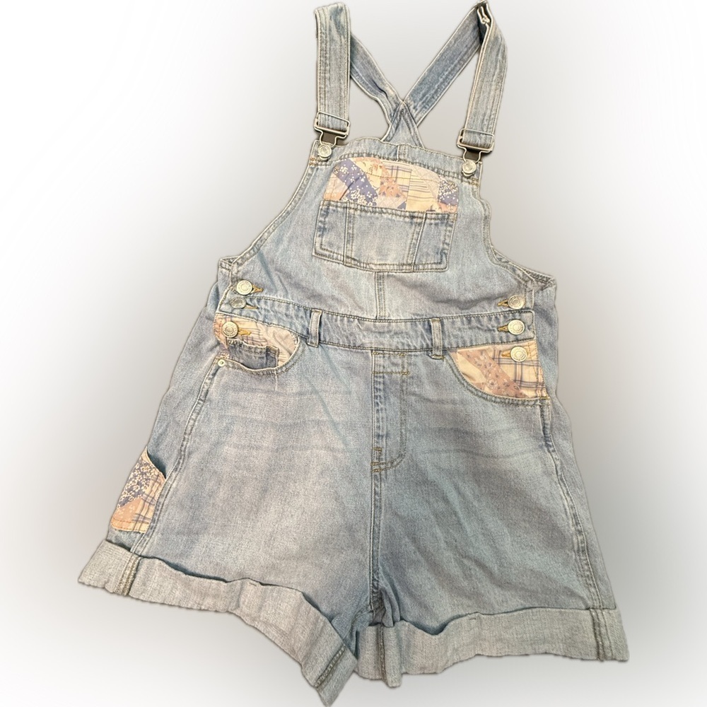 Forever Twenty-One Denim Overalls with Plaid Accents